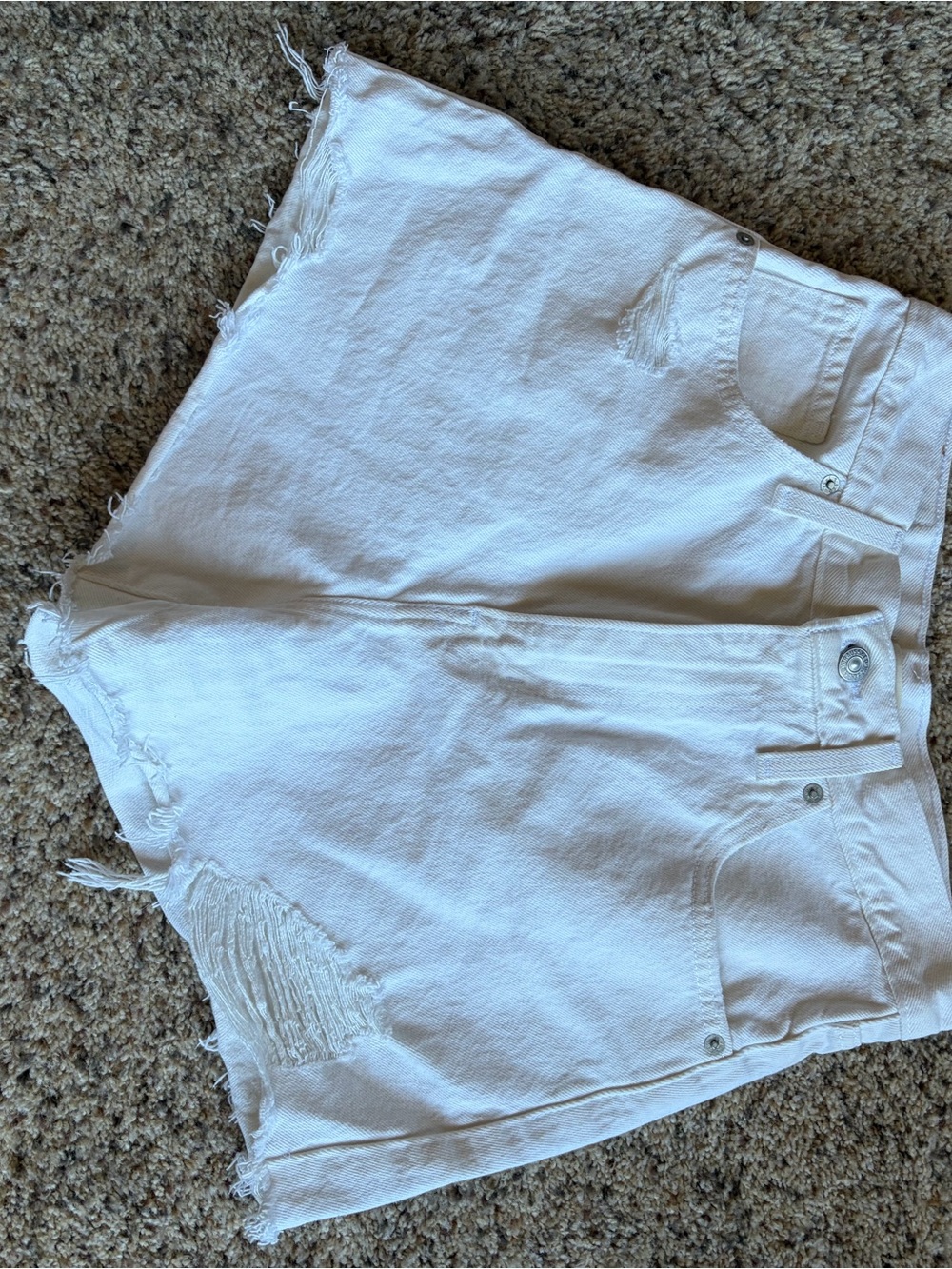 Levi's White Distressed High-Rise Denim Shorts